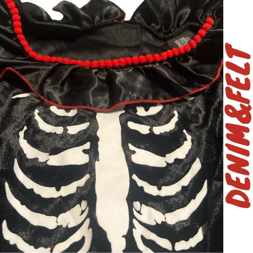 Hallow’s Eve Girls Black/Red Day of The Dead Tulled Dress Halloween Costume |NEW
